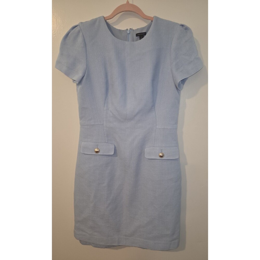 Ann Taylor Womens Sz 6 Blue Sheath Knee Length Work Dress Coquette Girly